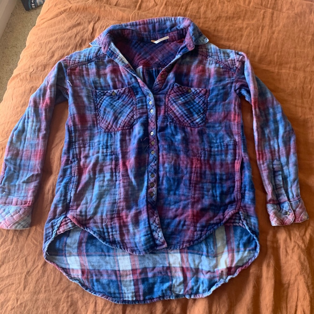 Free People Flannel Top Excellent condition